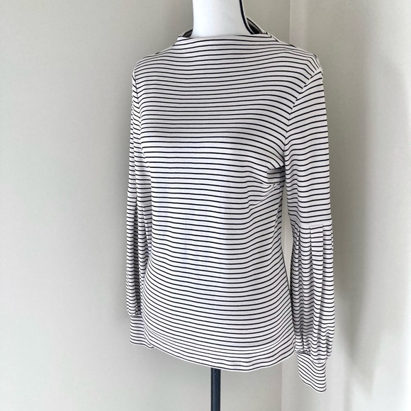 Ann Taylor Striped Mock Neck Lantern Sleeve Top Size S - Picture 5 of 12